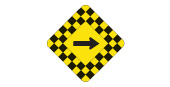 Checkerboard sharp turn guide sign: Ontario MTO