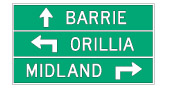 Directions to nearby towns / cities sign — Ontario MTO