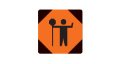 Traffic control person ahead sign — Ontario MTO