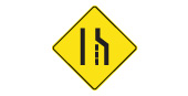 Right lane ends ahead sign: Ontario MTO