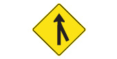 Two roads merge ahead sign: Ontario MTO