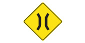 Narrow bridge ahead sign: Ontario MTO