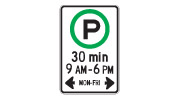 Parking permitted (times posted) sign — Ontario MTO
