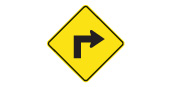 Sharp bend or turn ahead sign: Ontario MTO