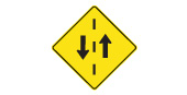 Two-way traffic (share with oncoming) sign: Ontario MTO